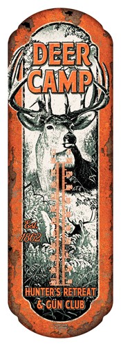 RIVERS EDGE THERMOMETER - DEER CAMP TIN