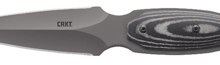 CRKT 2075 Shrill  4.77" Fixed Plain Dual-Edge Gray TiN 8Cr13MoV SS Blade/ Black/Gray SS w/Resin Fiber Overlay Handle Includes Sheath