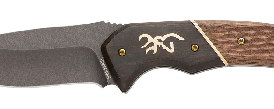 Browning 3220397 Hunter  Large 3.63" Fixed Drop Point Plain Black Oxide Stonewashed 440C SS/Blade Brown Jigged Walnut Handle Includes Sheath