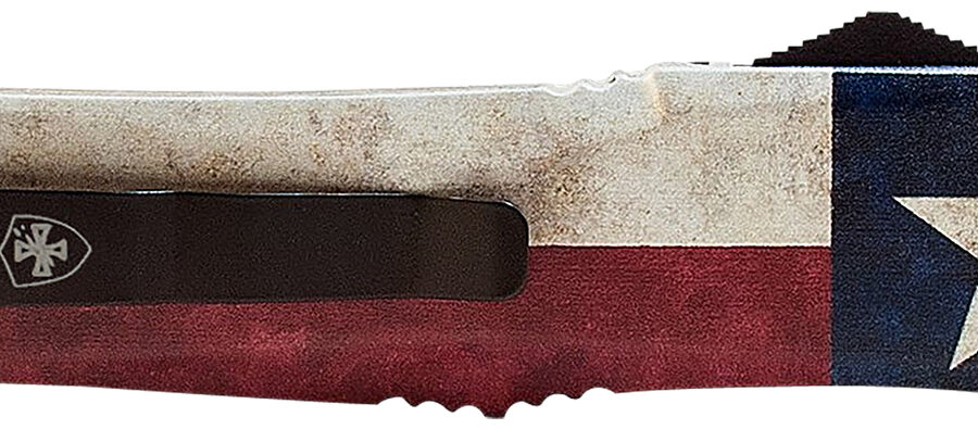 Templar Knife LCAP331 Gen II Captain Large 3.50" OTF Drop Point Plain Black Oxide Stonewashed 440C SS Blade, 5.25" Red/White/Blue w/Star Aluminum Handle Glass Breaker