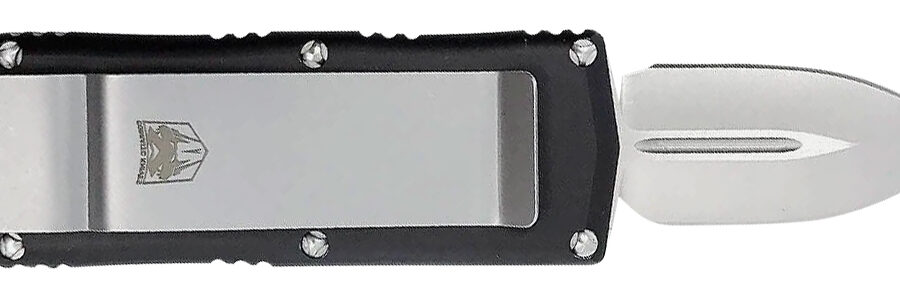 CobraTec Knives BLKOTFMC Money Clip  1.75" OTF Plain D2 Steel Blade/Black Aluminum Handle Includes Pocket Clip