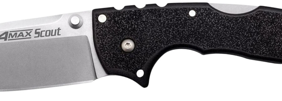 Cold Steel CS62RQ 4-Max Scout 4" Folding Plain Stone Washed Japanese AUS-10A SS Blade/ Black Griv-Ex Handle Includes Pocket Clip