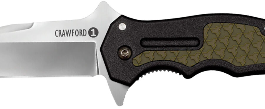 Cold Steel CS20MWC Crawford 1 3.50" Folding Plain 4034 Stainless Steel Blade/Black w/OD Green Traction Inlays GRN Handle Includes Pocket Clip