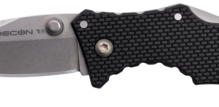 Cold Steel CS7DS Recon 1 Micro 2" Folding Spear Point Plain Stonewashed 4034 SS Blade/ Black Griv-Ex Handle Includes Pocket Clip