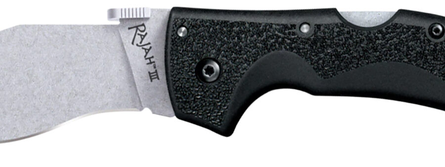 Cold Steel CS62JM Rajah III 3.50" Folding Drop Point Plain Stone Washed AUS-10A SS Blade/Black Griv-Ex Handle Includes Pocket Clip