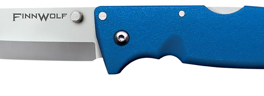 Cold Steel CS20NPG Finn Wolf 3.50" Folding Straight Back Plain Satin Polished AUS-8A SS Blade/Blue Griv-Ex Handle Includes Pocket Clip