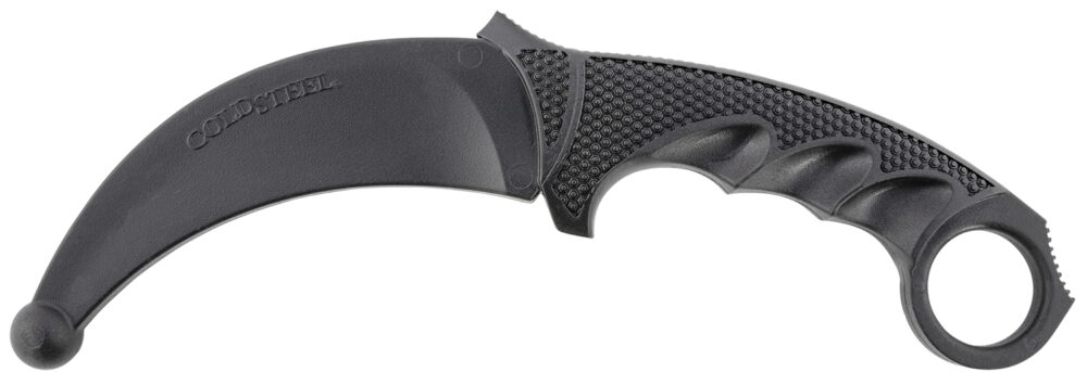 Cold Steel CS92R49 Karambit Rubber Trainer 4" Fixed Plain Black Santoprene Blade/Black Deep Checkered w/Ring Pommel Santoprene Handle