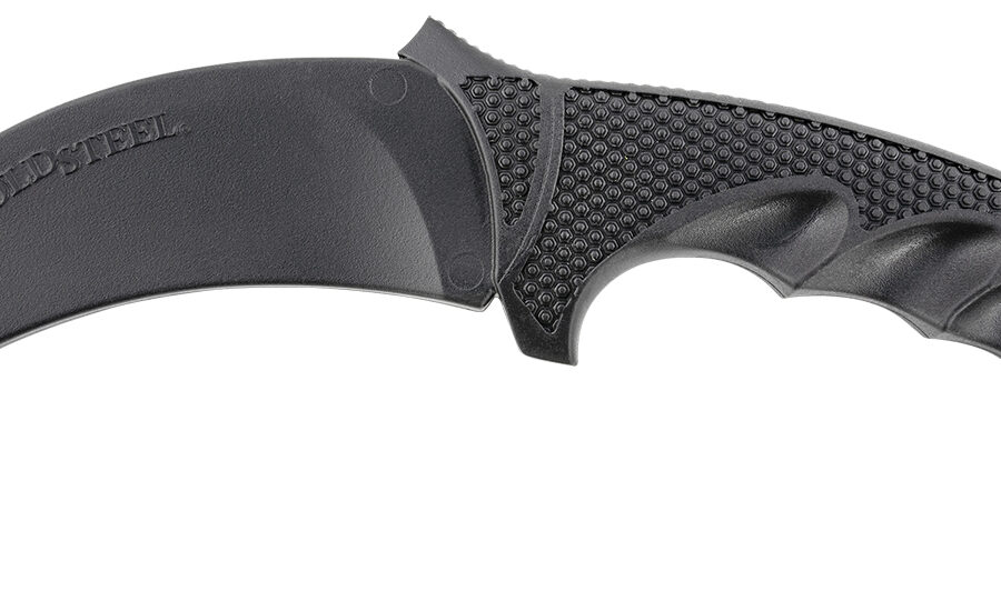 Cold Steel CS92R49 Karambit Rubber Trainer 4" Fixed Plain Black Santoprene Blade/Black Deep Checkered w/Ring Pommel Santoprene Handle