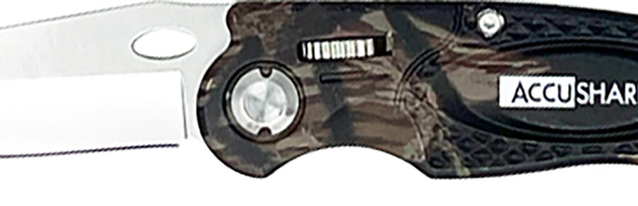 AccuSharp 704C Sport  3" Folding Plain Stainless Steel Blade/Camo Anodized Aluminum Handle Includes Belt Clip