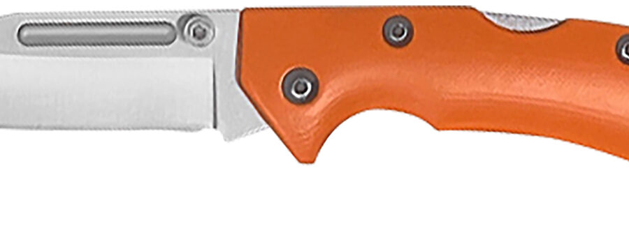 AccuSharp 712C Lockback  3" Folding Clip Point Plain Stainless Steel Blade/Blaze Orange G10 Handle Includes Allen Wrench