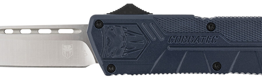 CobraTec Knives NYCTLWTNS Lightweight  3.25" OTF Tanto Plain D2 Steel Blade/NYPD Blue Aluminum Handle Includes Pocket Clip