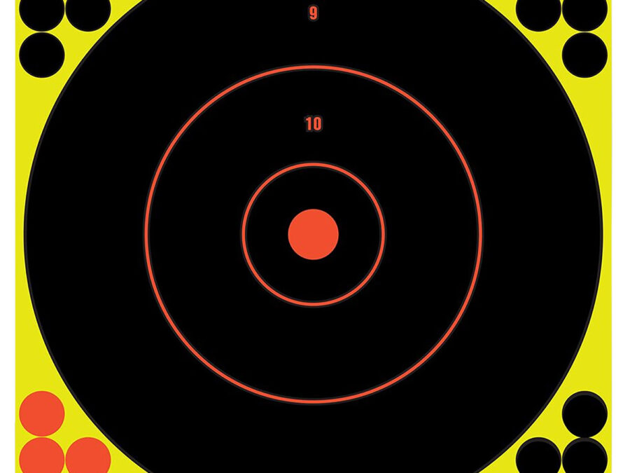 Birchwood Casey 34050 Shoot-N-C Reactive Target Self-Adhesive Paper Black/Yellow/Red 12" Bullseye 50 Pack