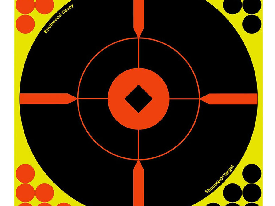 Birchwood Casey 34016 Shoot-N-C Reactive Target Self-Adhesive Paper Black/Yellow/Red 12" Bullseye 100 Pack