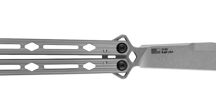 Kershaw 5150 Lucha  4.60" Butterfly Drop Point Plain Stonewashed 14C28N Steel Blade Bead Blasted Stainless Steel Handle