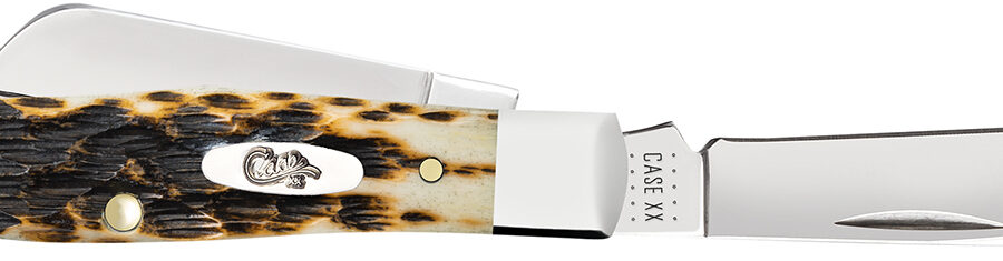 Case 00079 Stockman  Medium 2.57"/1.88"/1.76" Folding Clip/Sheepsfoot/Pen Plain Mirror Polished Chrome Vanadium Steel Blade/Peach Seed Jigged Amber Bone Handle