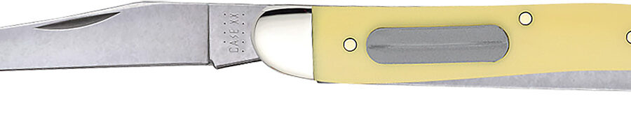 Case 00120 Fishing  3.40" Folding Clip/Fish Scaler Plain/Serrated Tumble Polish Tru-Sharp SS Blade/ Yellow Synthetic Handle