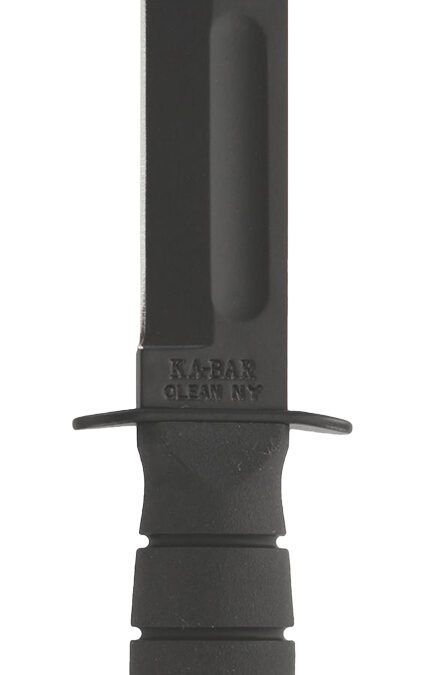 Ka-Bar 1256 Fighting/Utility  5.25" Fixed Clip Point Plain Black 1095 Cro-Van Blade, Black Kraton G Handle, Includes Sheath