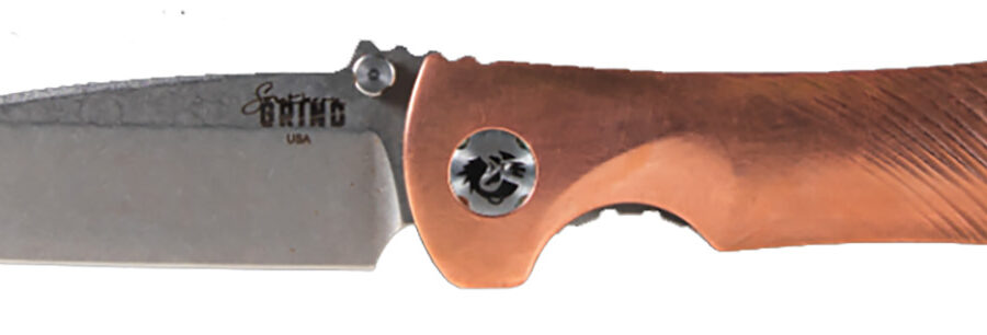 Southern Grind SG06030014 Spider Monkey  3.25" Folding Drop Point Plain Satin S35VN SS Blade, Titanium/Copper Handle, Includes Pocket Clip
