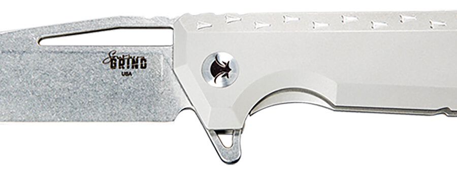 Southern Grind SG0903001101 Penguin  3.50" Folding Drop Point Plain Stonewashed CPM S90V Blade, Silver Titanium Handle