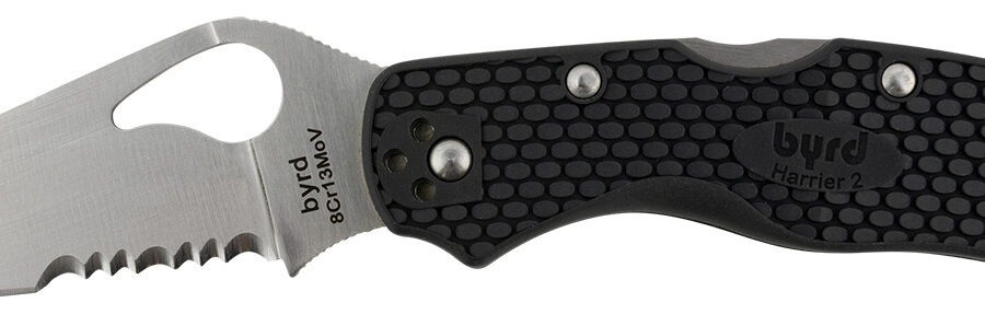 Spyderco BY01PSBK2 Byrd Harrier 2 Lightweight 3.36" Folding Part Serrated 3Cr13MoV SS Blade Black  Textured FRN Handle Includes Pocket Clip