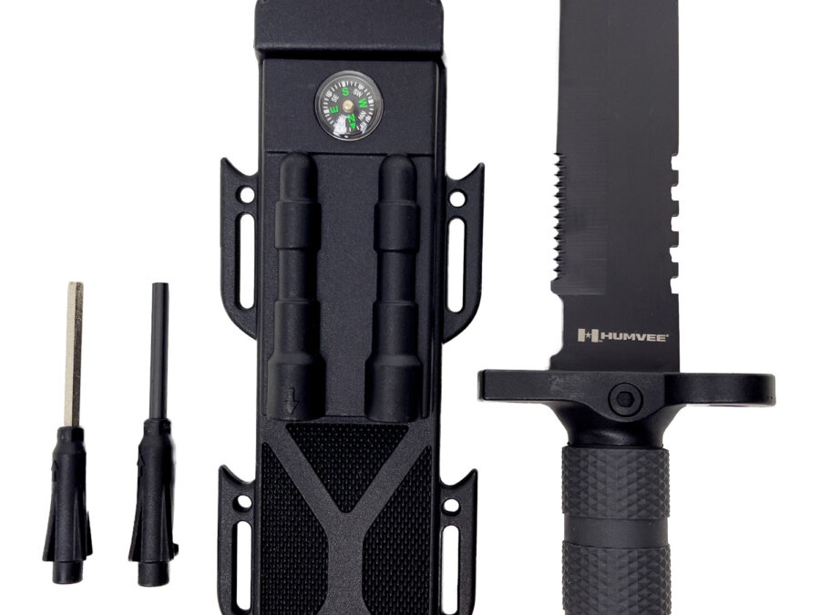 Humvee Adventure Gear HMVKFXB02 Next-Gen Survival Knife  7.50" Fixed Sawback Plain Black Stainless Steel Blade Black Textured Rubber Handle Includes Sheath