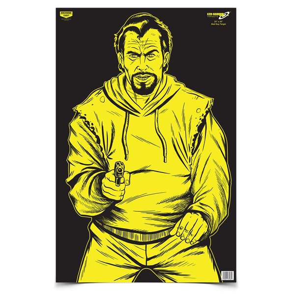 B/C TARGET EZE-SCORER 23"x35" BC BAD GUY BLACK/YELLOW PAPER 5/PK ( 6 PER CASE )