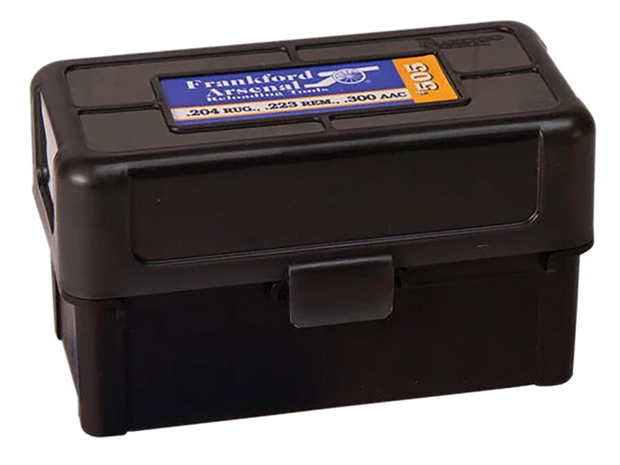 Frankford Arsenal 1083786 Hinge-Top Ammo Box 17/204/223Cal Black Polymer 50rd