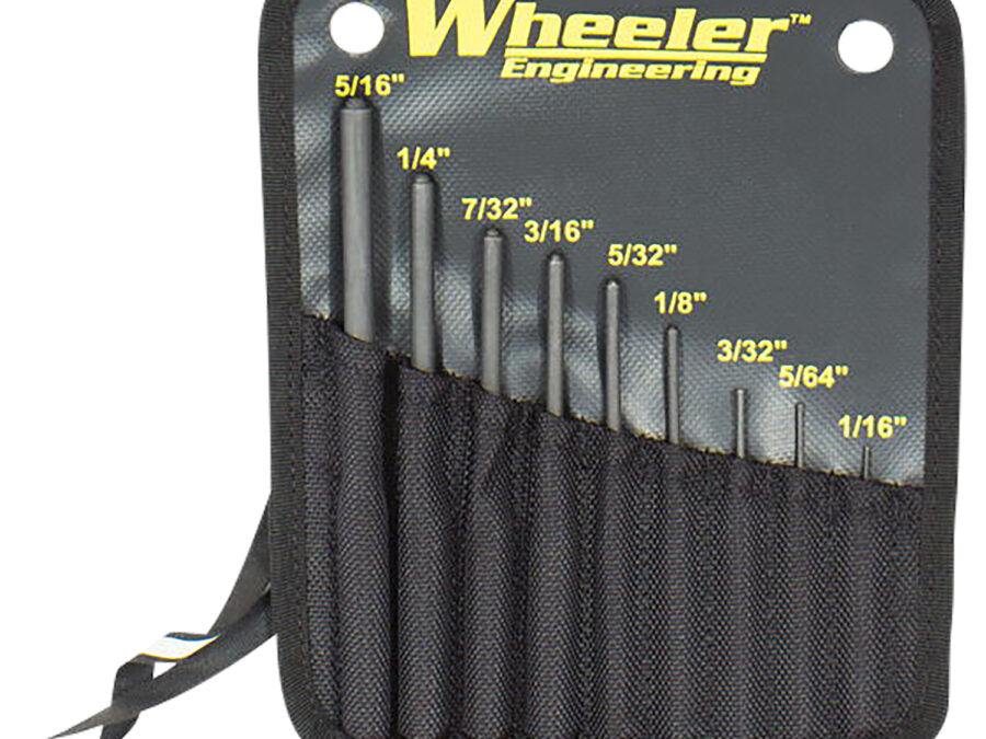 Wheeler 204513 Roll Pin Punch Set  Black Steel Knurled Handle 9 Pieces