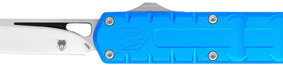 CobraTec Knives CTEBLUM390DNS Enforcer  3.25" OTF Drop Point Plain M390 Steel Blade/Blue Aluminum Handle