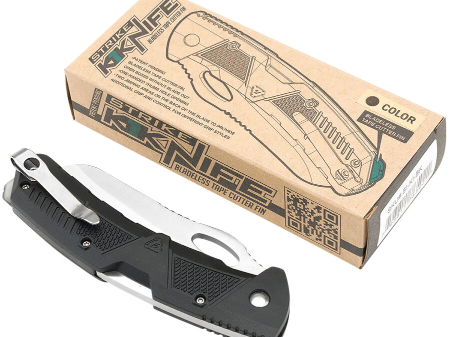 Strike Industries K1BK K1  3.51" Folding Plain AUS-8A SS Blade Black Textured Polymer Handle Includes Pocket Clip