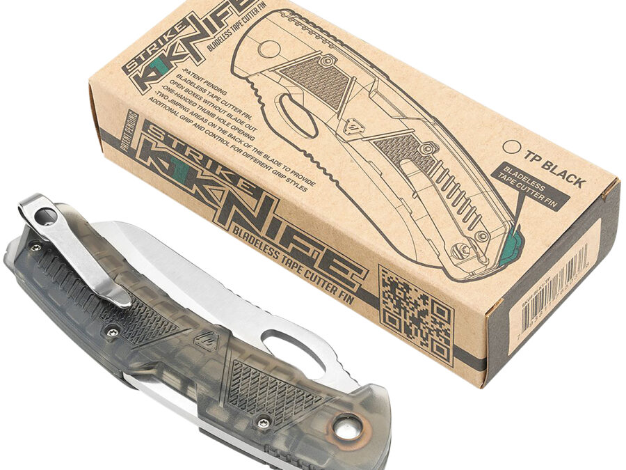 Strike Industries K1TP K1  3.51" Folding Plain AUS-8A SS Blade Smoke Textured Polymer Handle Includes Pocket Clip