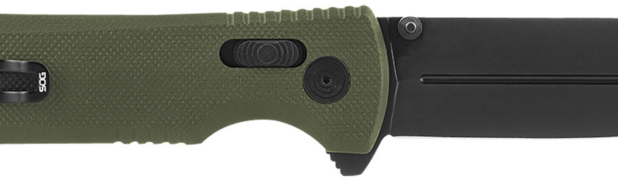 S.O.G SOG12610257 Pentagon XR 3.60" Folding Spear Point Plain Black TiNi Cryo CTS XHP Blade/OD Green G10 Handle Includes Pocket Clip