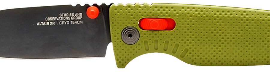 S.O.G SOG12790357 Altair XR 3.20" Folding Plain Bead Blasted Cryo CPM 154 SS Blade/ Field Green w/Stone Blue Accents GRN Handle