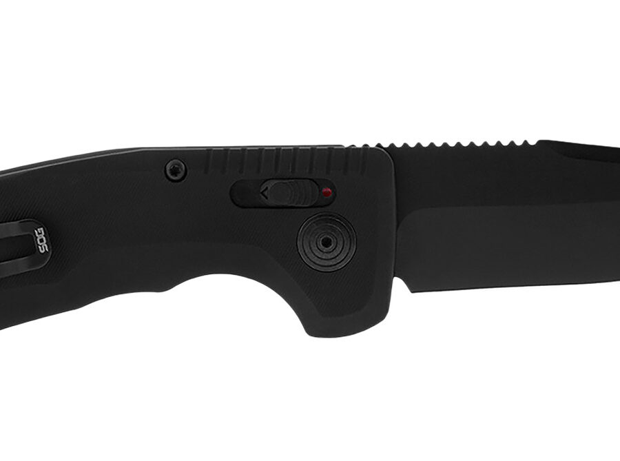 S.O.G SOG-15-38-09 SOG-TAC Auto Compact 2.94" Folding Tanto Plain Black TiNi Cryo D2 Steel Blade Black Micro-Textured Anodized Aluminum Handle Includes Pocket Clip