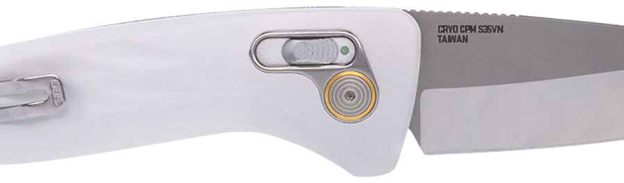 S.O.G SOG15730257 One-Zero Auto 3.10" Folding Plain Satin/Polished CPM S35VN SS Blade/ White Sculpted Aluminum Handle