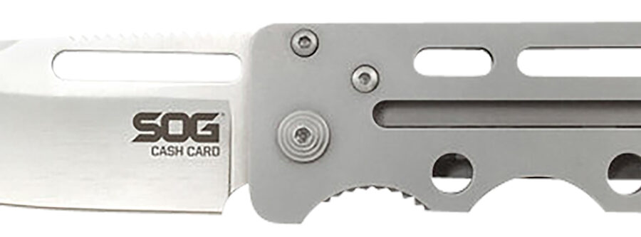 S.O.G SOG-EZ1-CP Cash Card  2.75" Folding Clip Point Satin 8Cr13MoV SS Blade/ Silver Skeletonized Stainless Steel Handle