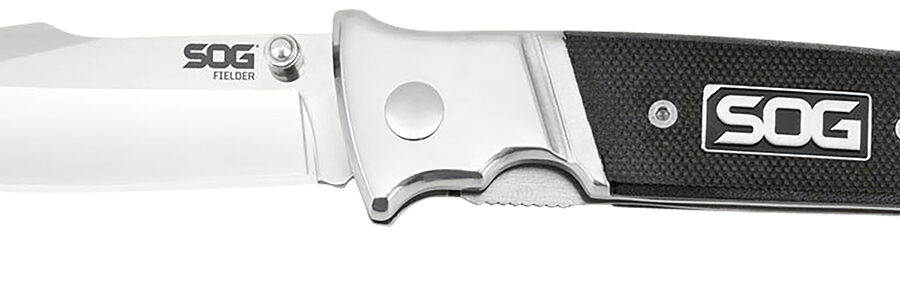 S.O.G SOG-FF38-CP Fielder  3.30" Folding Clip Point Plain Satin 7Cr17MoV SS Blade Black G10 Handle Includes Belt Clip