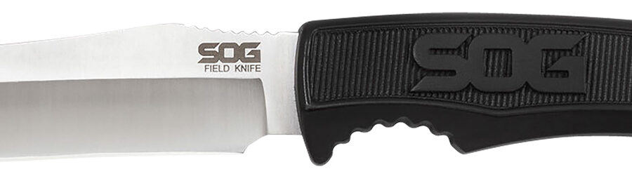 S.O.G SOGFK1001CP Field  4" Fixed Clip Point Plain Satin 7Cr17MoV SS Blade Black TPR Handle Includes Sheath