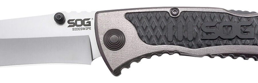 S.O.G SOG-SW1011-C Sideswipe  3.40" Folding Clip Point Plain Bead Blasted 7Cr15MoV SS Blade Gray Anodized Aluminum/G10 Handle Includes Belt Clip