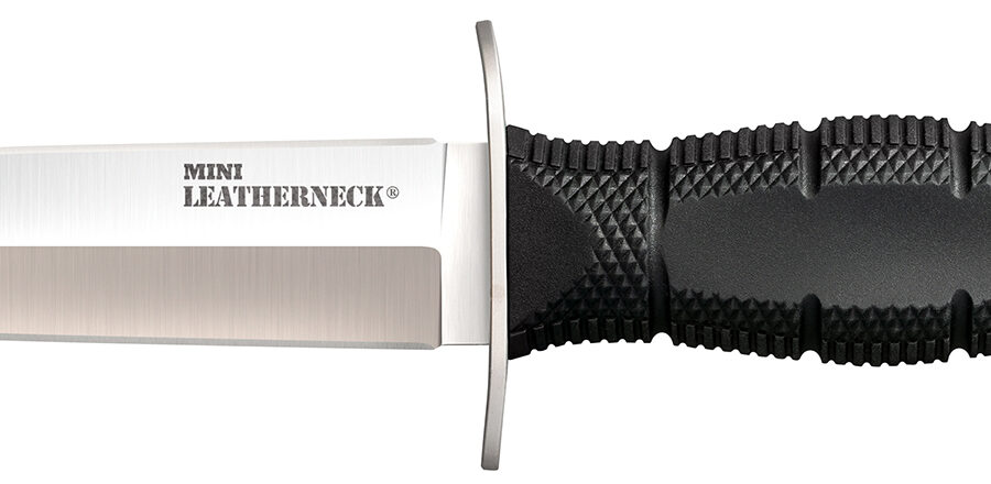 Cold Steel CS39LSAC Leatherneck Double Edge Mini 3.50" Fixed Plain 8Cr13MoV SS Blade/3.25" Black Deep Checkered w/Double Quillon Guard Kray-Ex Handle Includes Sheath