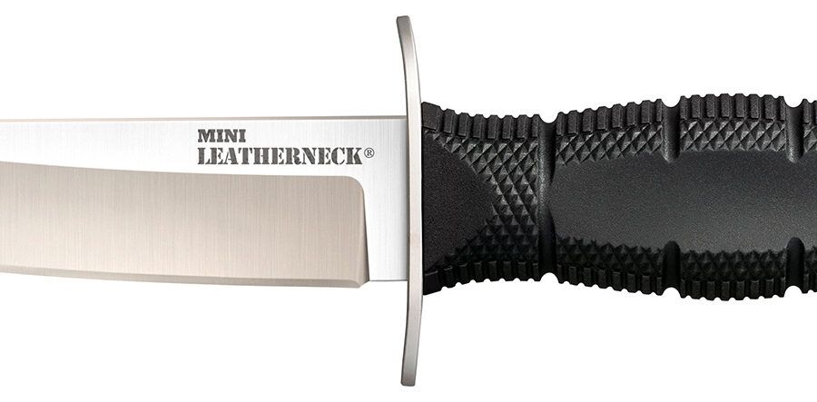 Cold Steel CS39LSAA Leatherneck  Mini 3.50" Fixed Tanto Plain Satin 8Cr13MoV SS Blade/3.25" Black Deep Checkered w/Double Quillon Guard Kray-Ex Handle Includes Sheath