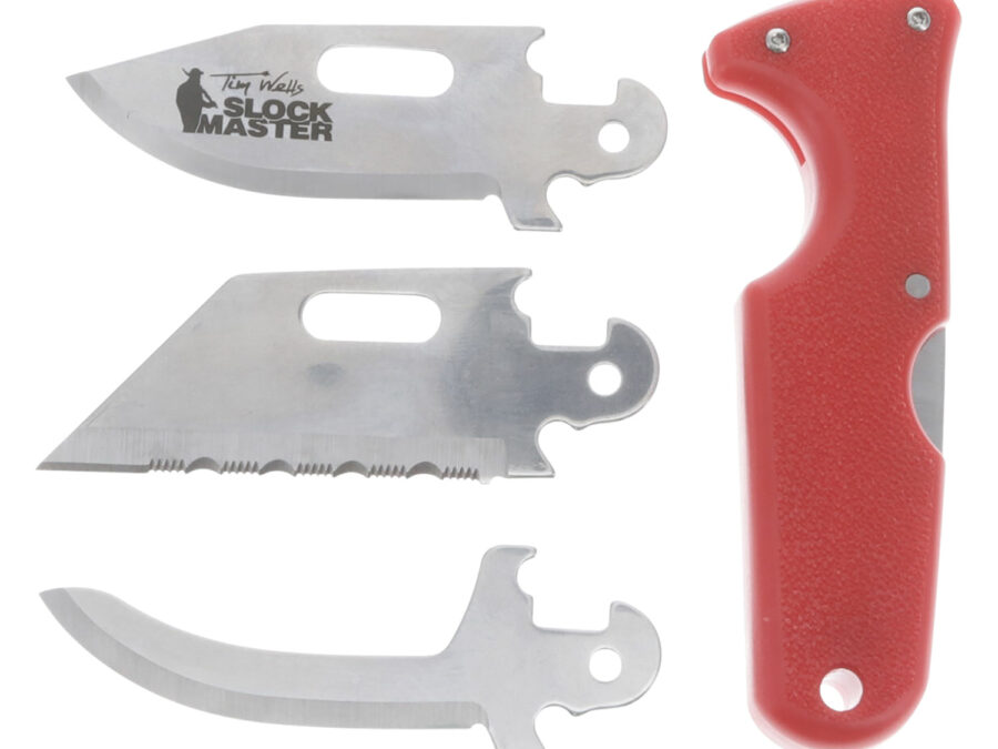 Cold Steel CS40ATZ Click-N-Cut Slock Master 2.50" Fixed Caping/Clip/Utility Plain/Serrated Satin 420J2 SS Blade Red Textured ABS Handle Includes Sheath