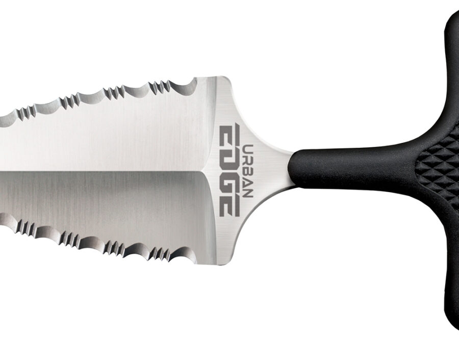 Cold Steel CS43XLSS Urban Edge  2.50" Fixed Serrated Stone Washed Japanese AUS-8A SS Blade/Black Textured Kray-Ex Handle