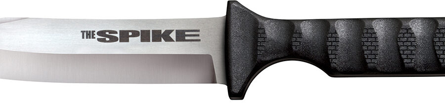 Cold Steel CS-53NBS Spike  4" Fixed Bowie Plain 4116 Stainless Steel Blade/Black Scalloped Griv-Ex Handle Includes Sheath
