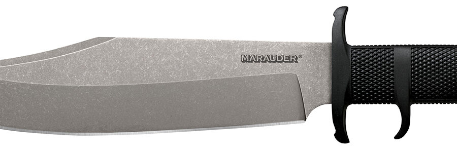 Cold Steel CS39LSWBA Marauder  9" Fixed Bowie Plain Stone Washed AUS-8A SS Blade/Black Kray-Ex Handle Includes Sheath