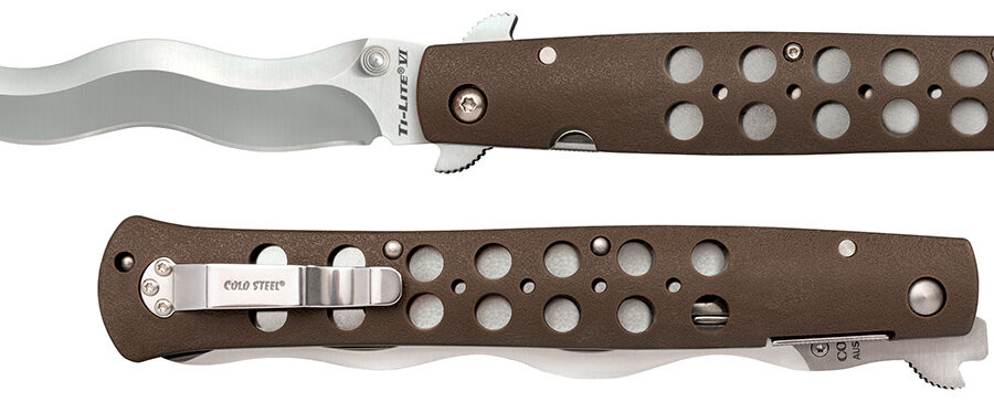 Cold Steel CS-26SXK6 Ti-Lite  6" Folding Plain Kris AUS 10A Steel Blade/ Black Griv-Ex Handle