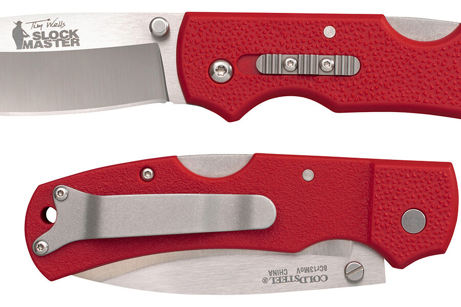 Cold Steel CS23JK Double Safe Slock Master 3.50" Folding Drop Point Plain 8Cr13MoV SS Blade/Red Textured GFN Handle Includes Pocket Clip