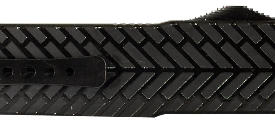 Templar Knife LAHBG52 Premium LW  Large 3.55" OTF Tanto Part Serrated Black Oxide Stonewashed D2 Steel Blade, 5.25" Black Herringbone Aluminum Handle