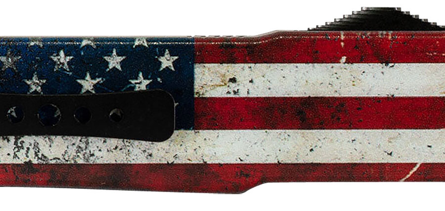 Templar Knife MAUS321 Premium LW US Flag Slim 3.25" OTF Drop Point Plain Black Oxide Stonewashed D2 Steel Blade, 5" US Flag Aluminum Handle