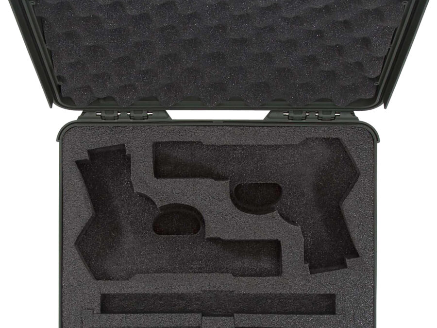 Nanuk 910CLASG6 910 Classic 2 Up Pistol Case Olive Polymer w/ Latches & Closed-Cell Foam Padding 13.20" L x 9.20" W x 4.10 " H Interior Dimensions